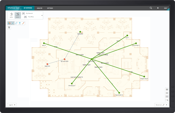 A picture presenting a snippet from Progress WhatsUp Gold’s Custom Network Mapping Tool in action