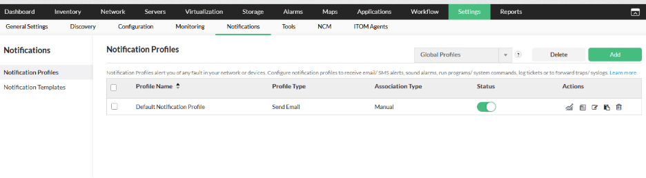 OpManager Notification Profiles OpManager Notification Profiles