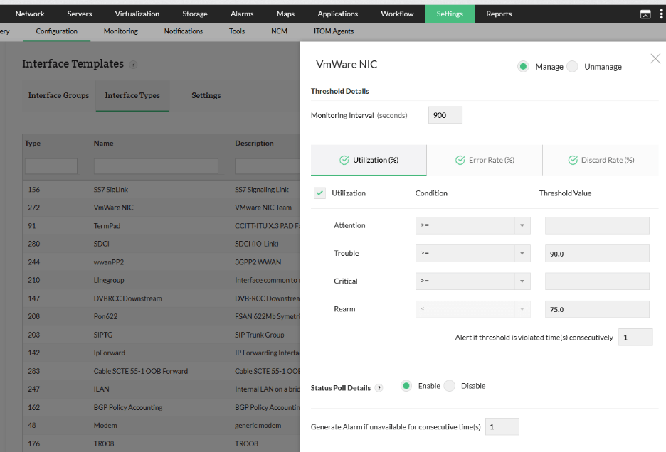 OpManager Interface Templates OpManager Interface Templates