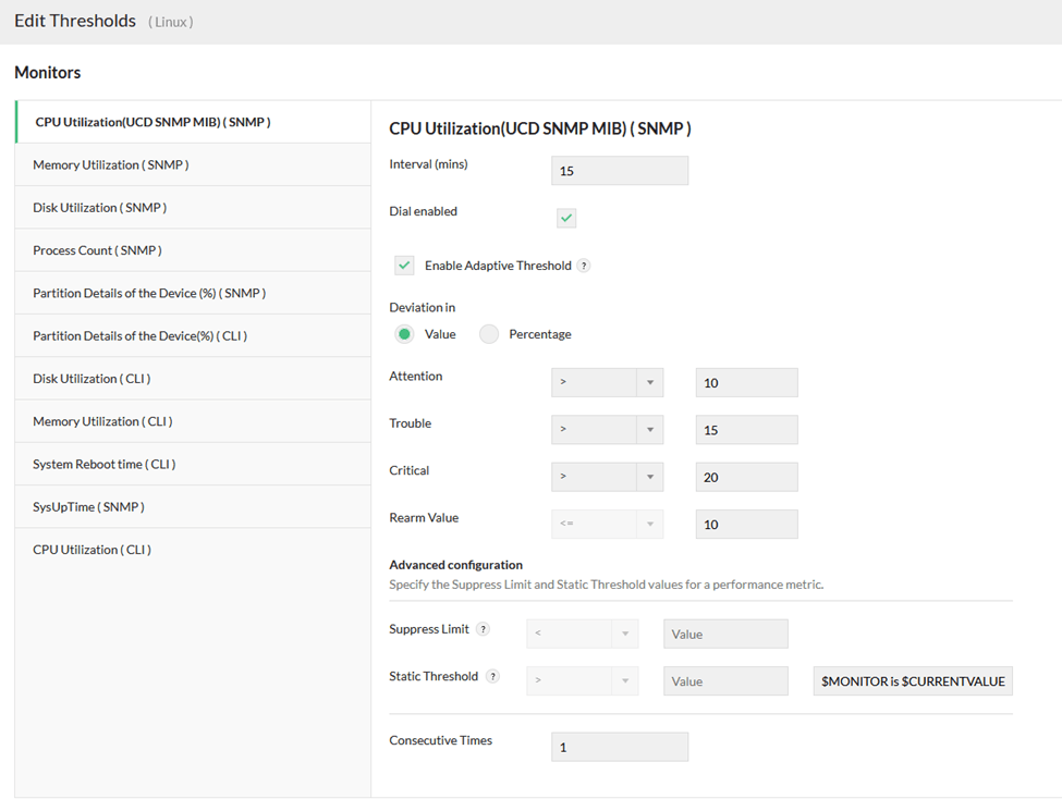 op-manager-thresholds OpManager Thresholds Configuration