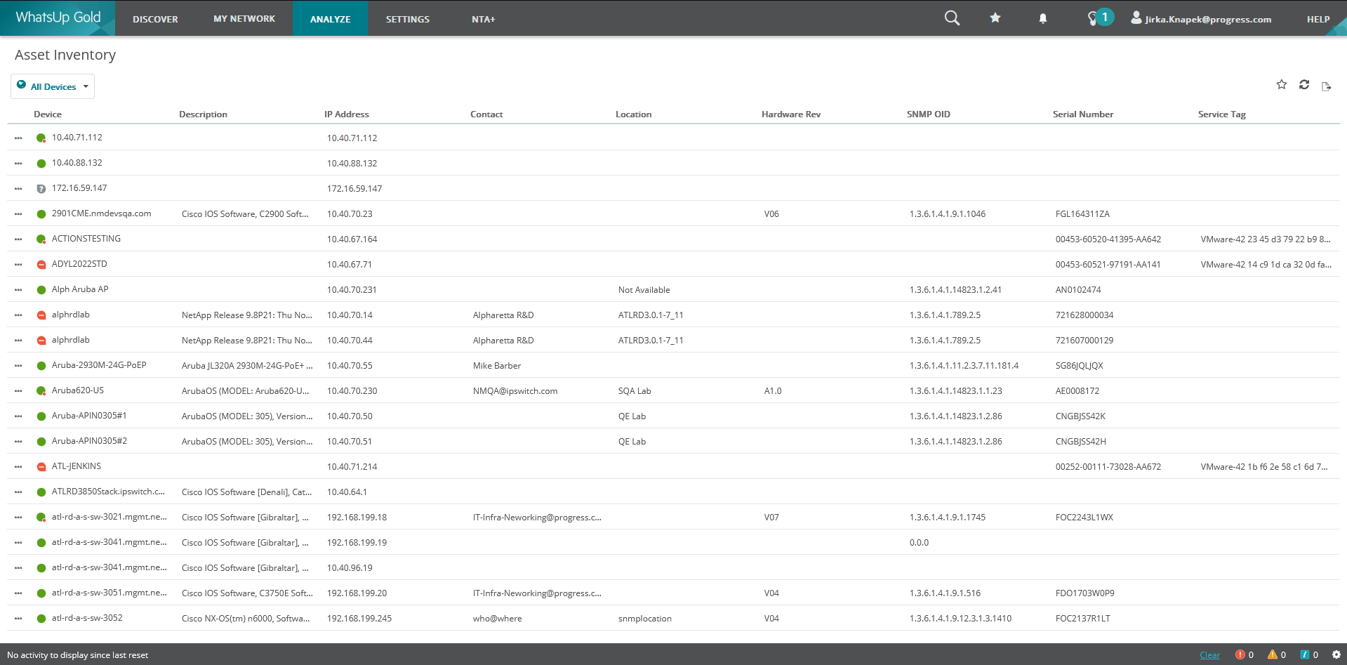 Screenshot of WhatsUP Gold Asset Inventory