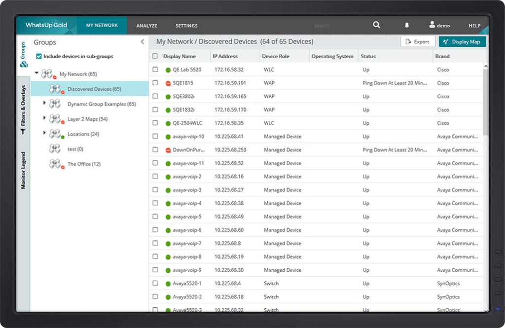 Abbildung mit Liste der entdeckten Geräte