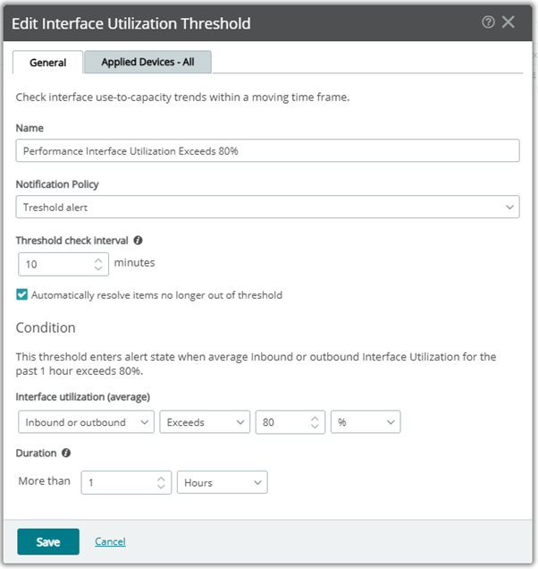 Interface Utilization Performance Monitor Figure