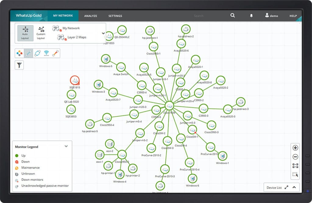WhatsUp Gold’s Discovery and Network Mapping Tool